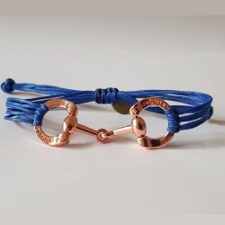 GoldSnaffle Bracciale Filetto per equitazione placcato oro rosa colore Royal Blue