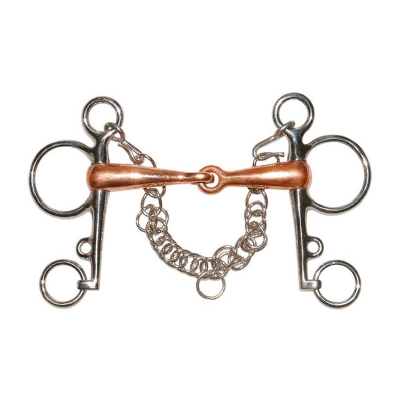 Morso Pelham Tattini in acciaio inox con cannone pieno in rame