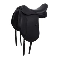 Equestro Sella da dressage con appoggi lunghi Nero