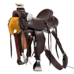 Pool's Equitazione Sella Wade Desert Stallion con sottopancia posteriore e paracoltello Marrone scuro